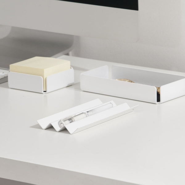 A set of steel desk organizers by Hido.