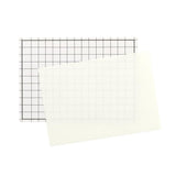 A grid sheet that helps keep sentences aligned in straight lines, along with a sheet of Tomoe River paper.