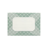 A semi-transparent envelope sealed with a sticker for writing an address.